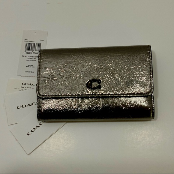 Coach Handbags - Coach Essentials Trifold Wallet Metallic Leather CX247